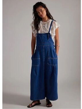 Free People We The Free Arabella Denim One Piece Skirtall Small Overall Dress